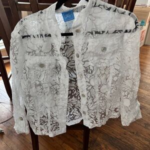Floral sheer shacket top